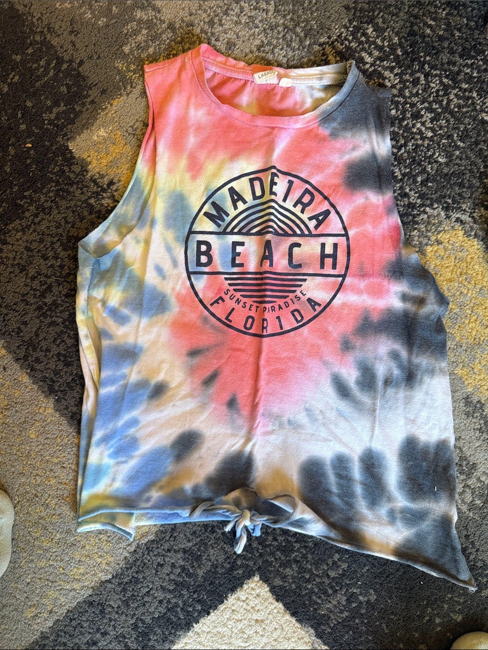 Lagaci Tie-Dye Madeira Beach Tank Top - Pink, Blue, Yellow, Black
